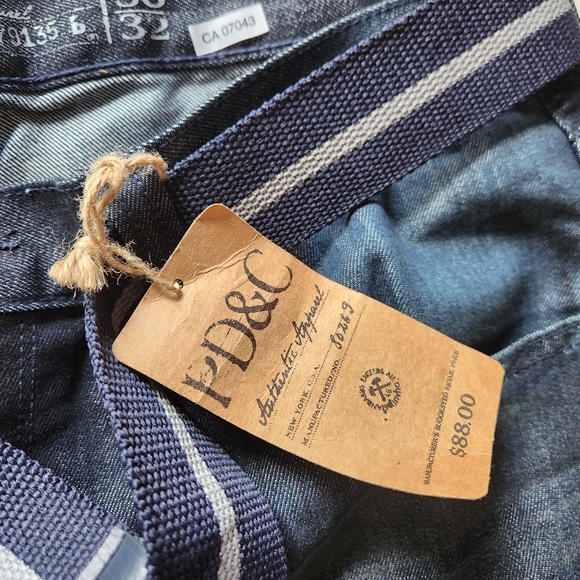 PD&C Men’s Blue Jeans – Size 38x32 – NWT with Belt - Picture 4 of 9
